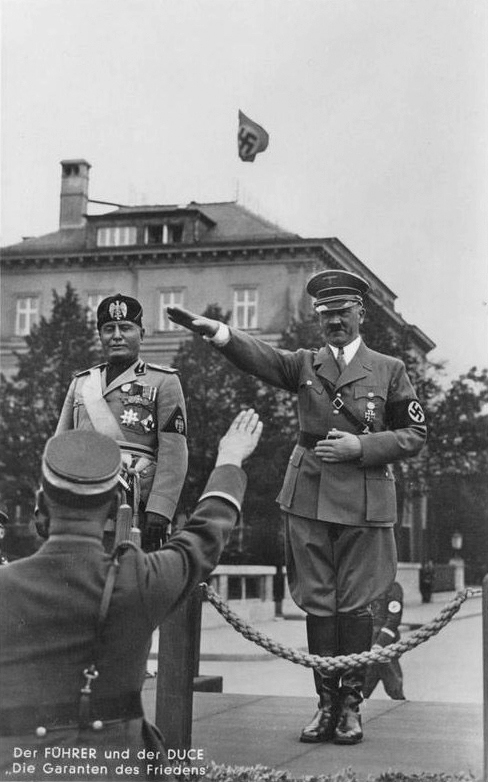 Adolf Hitler and Benito Mussolini at Munich's Ehrentempel